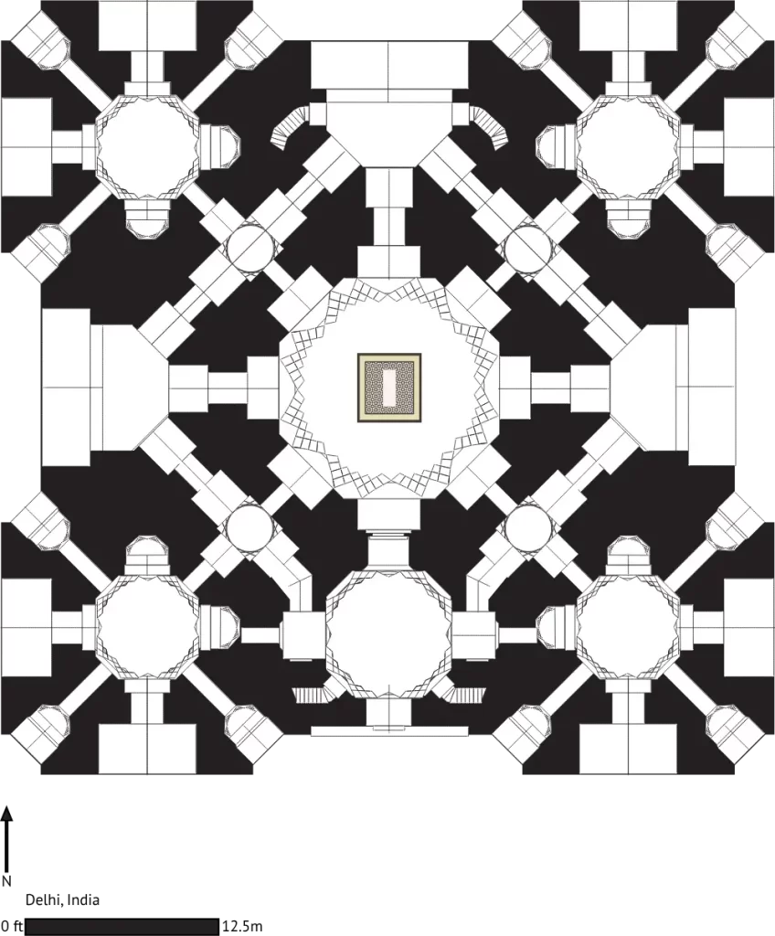 Floor plan of tomb structure of Humayun's Tomb