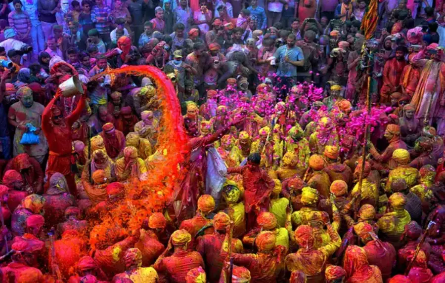 Hindu Holi Festival Mathura Uttar Pradesh India 2