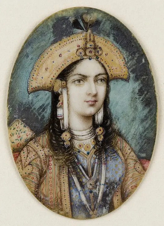 Portrait of Mumtaz Mahal on ivory, 17th‑century, held at the Lahore Museum in Lahore, Pakistan