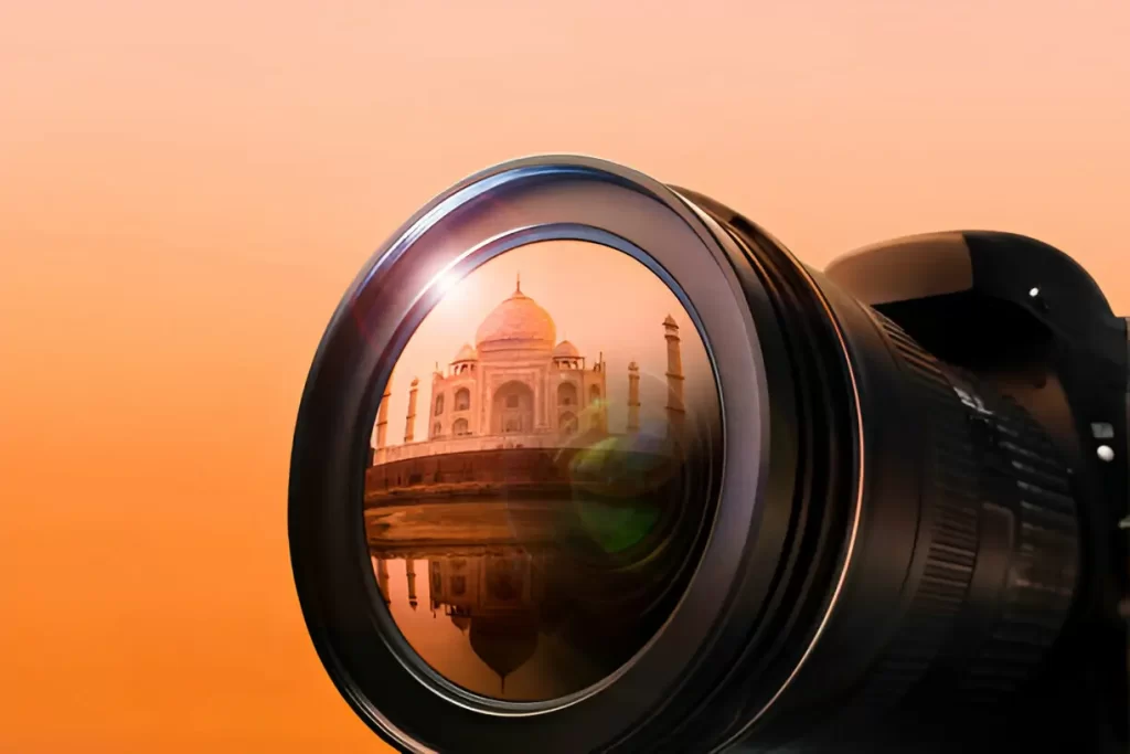 Taj Mahal in Camera Lens