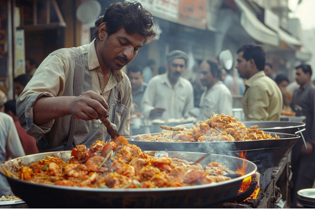 indian stree food preparing by a local cook